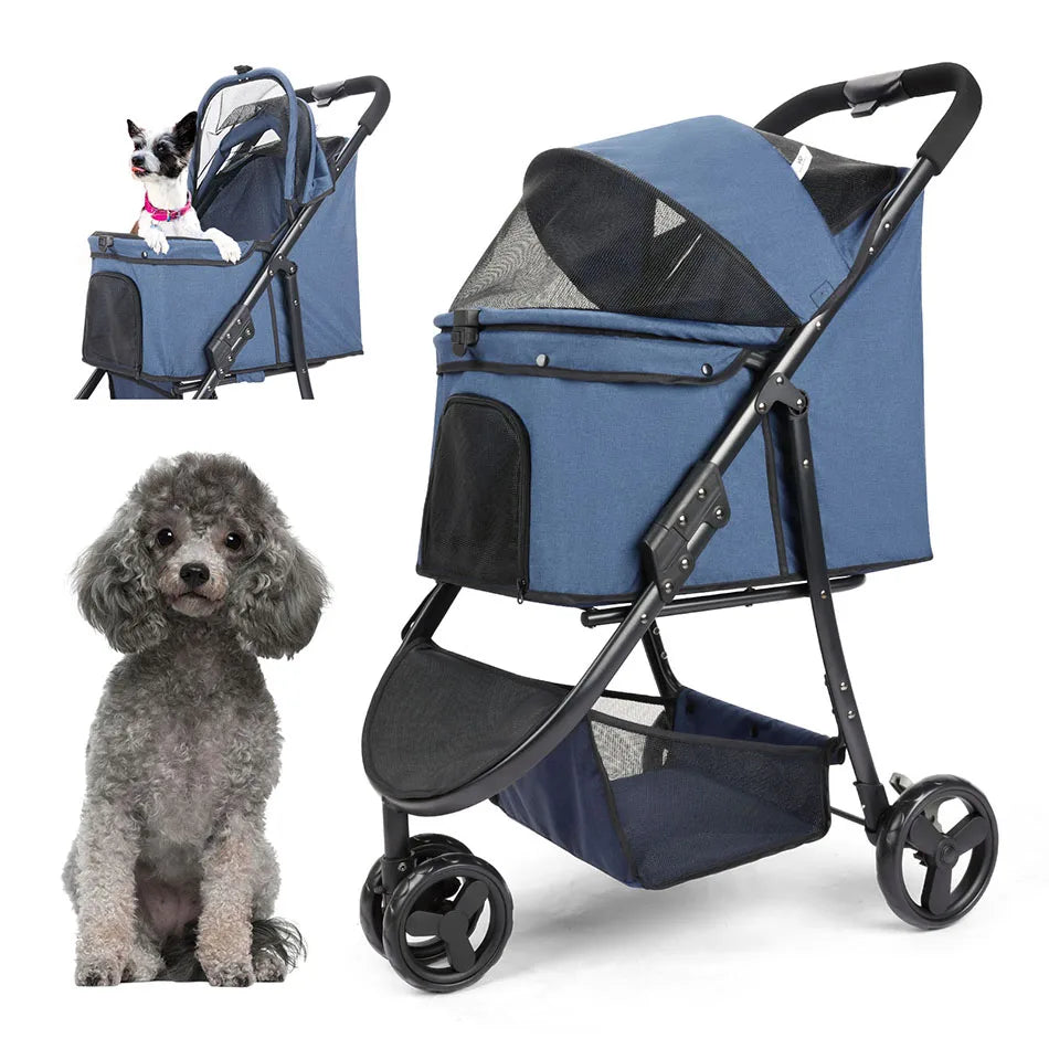 Pet Stroller Bag Travel Car Foldable 300lbs Stroller for Dogs