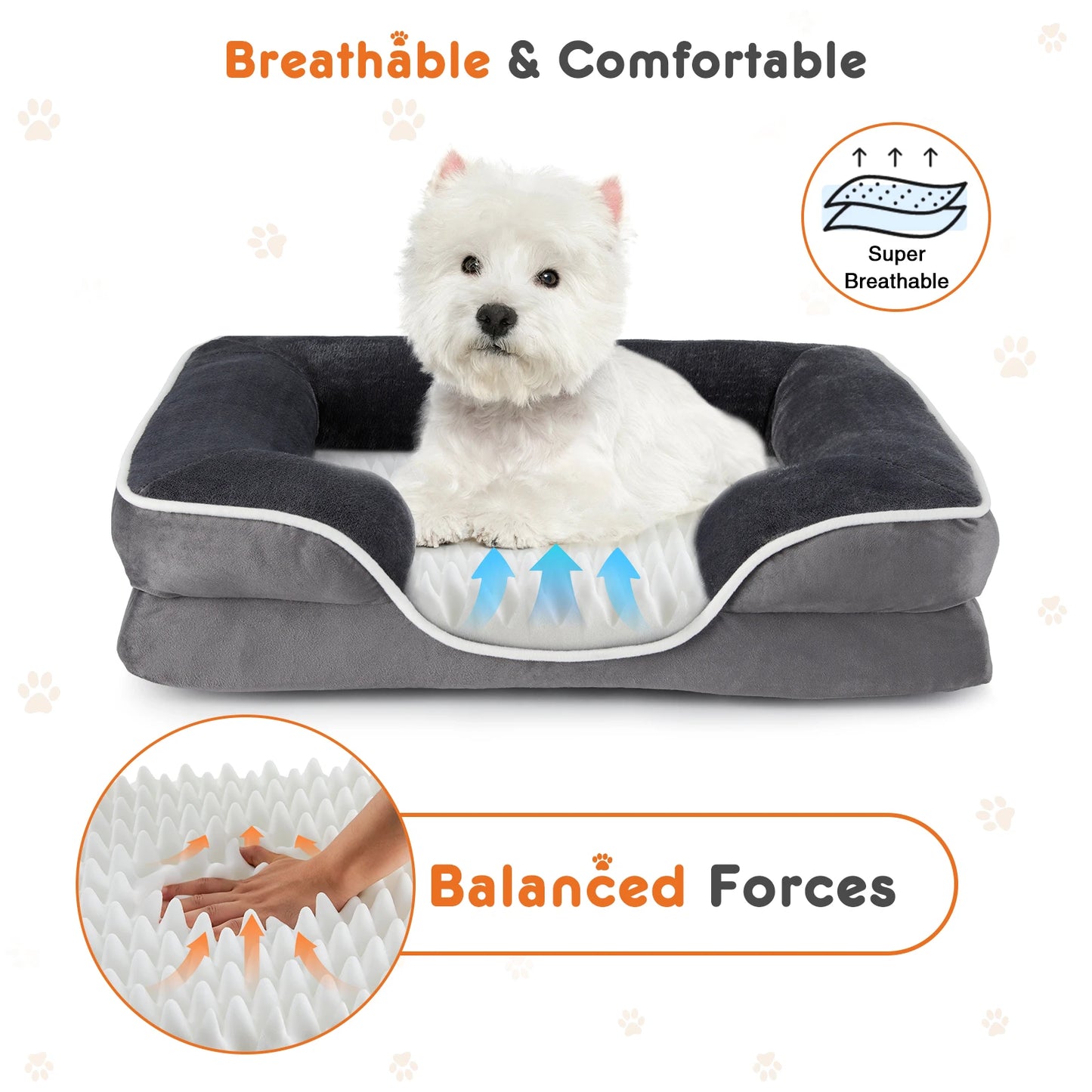 JHK Orthopedic Memory Foam Dog Bed for Small Pets with Washable Cover and Non-Slip Base
