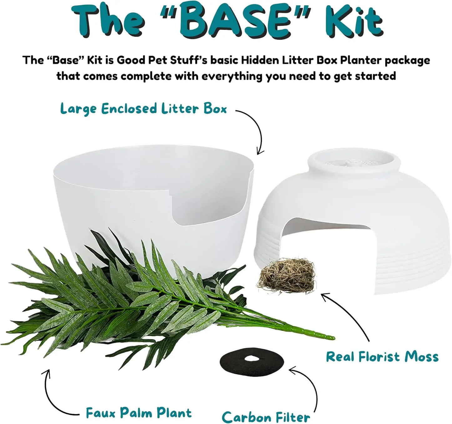 Round Enclosed Cat Planter Furniture with Hidden Litter Box and Carbon Odor Filter System