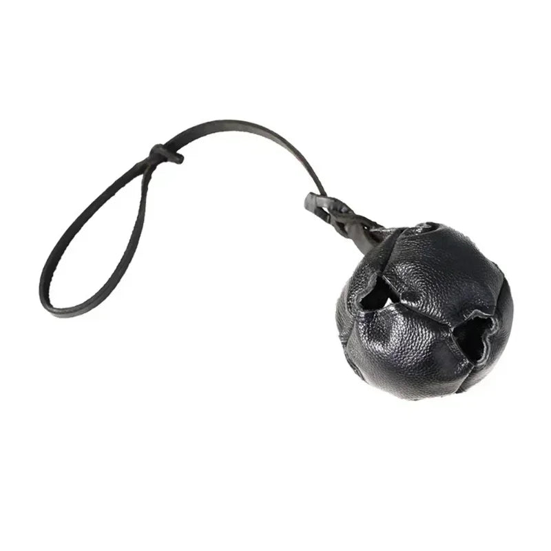 Leather Dog Training Ball Toy with Handle for Fetch Play and Tug