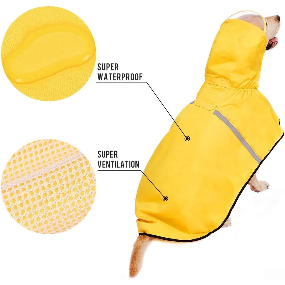 Lightweight Waterproof Dog Raincoat with Adjustable Belly Strap and Reflective Strip