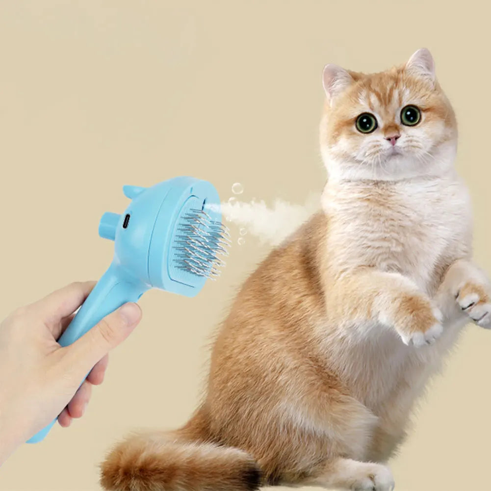 Cat Hair Brush with Release Button Rechargeable Grooming Brush for Pets