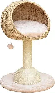 PetPals Eco-Friendly 3-Level Cat Tree with Sisal Scratching Posts and Playful Teaser Toy
