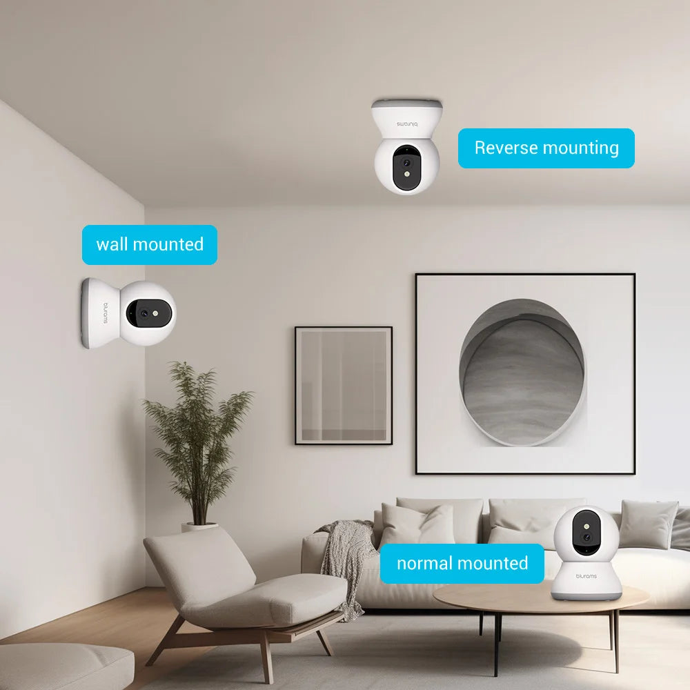 2 Pack Blurams 2K Indoor Security Camera with Two Way Audio and Motion Detection for Home Safety