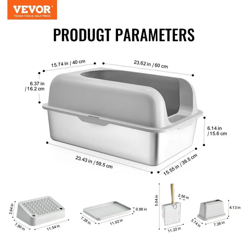 Odor Free Cat Litter Box with Deep Design and Easy Cleaning Features