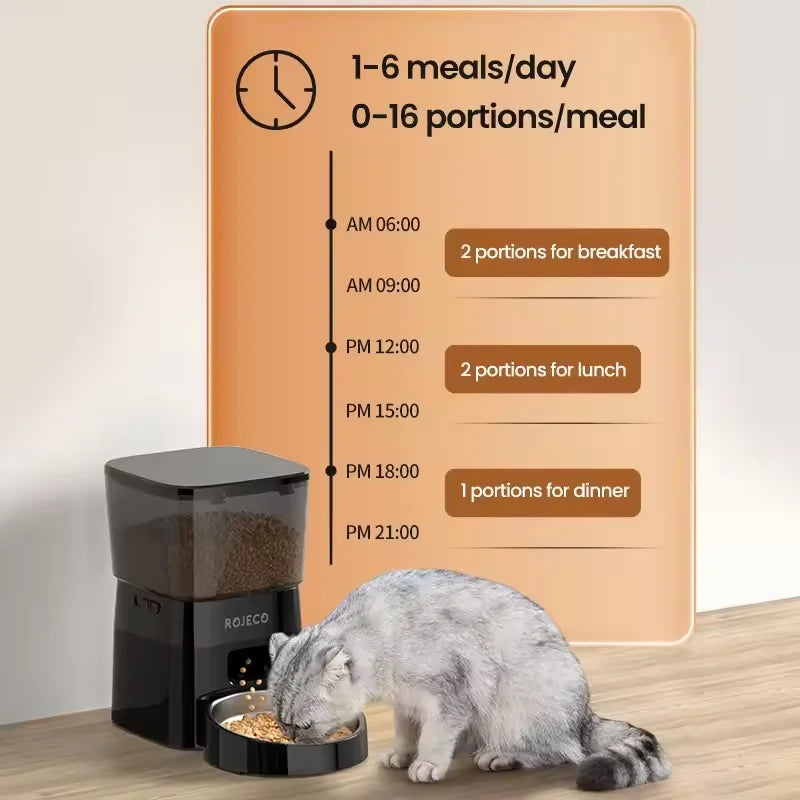ROJECO Automatic Pet Feeder Button Version Smart Control Dispenser