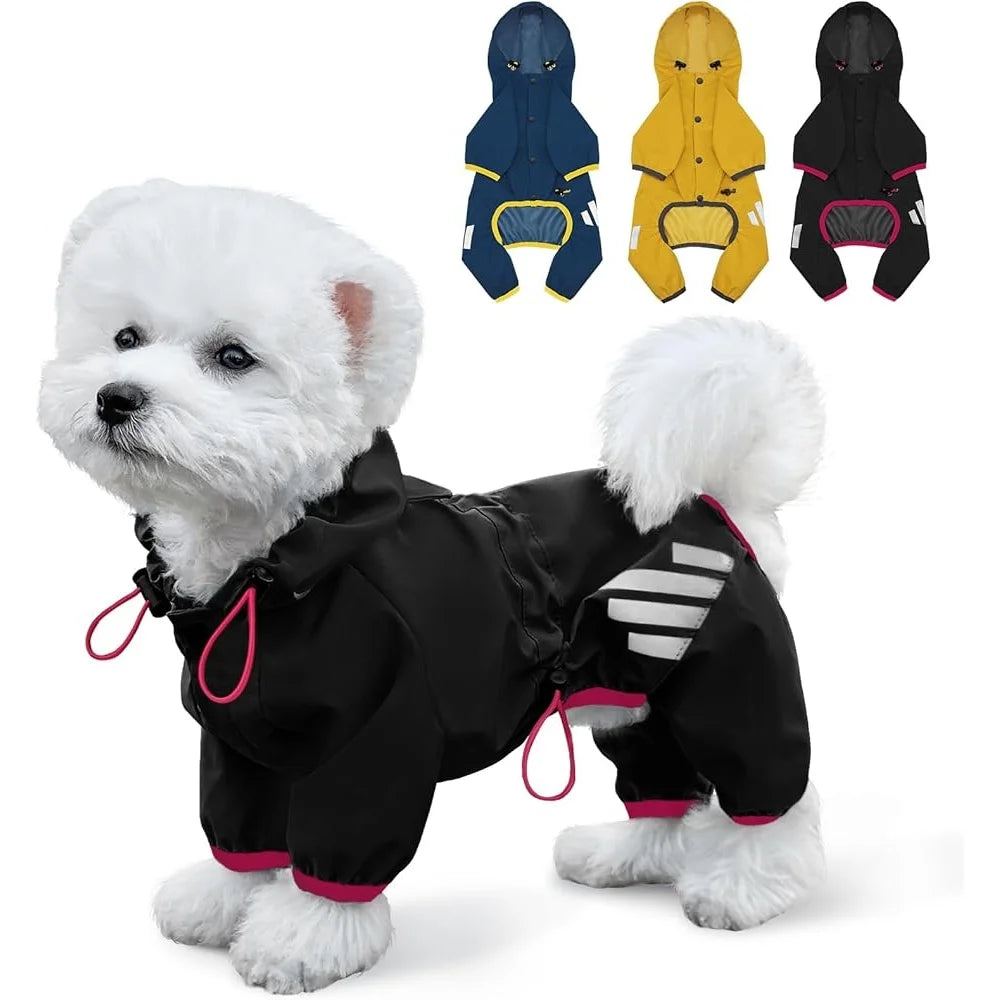 Waterproof Dog Raincoat with Reflective Straps and Leash Hole for Small and Medium Dogs