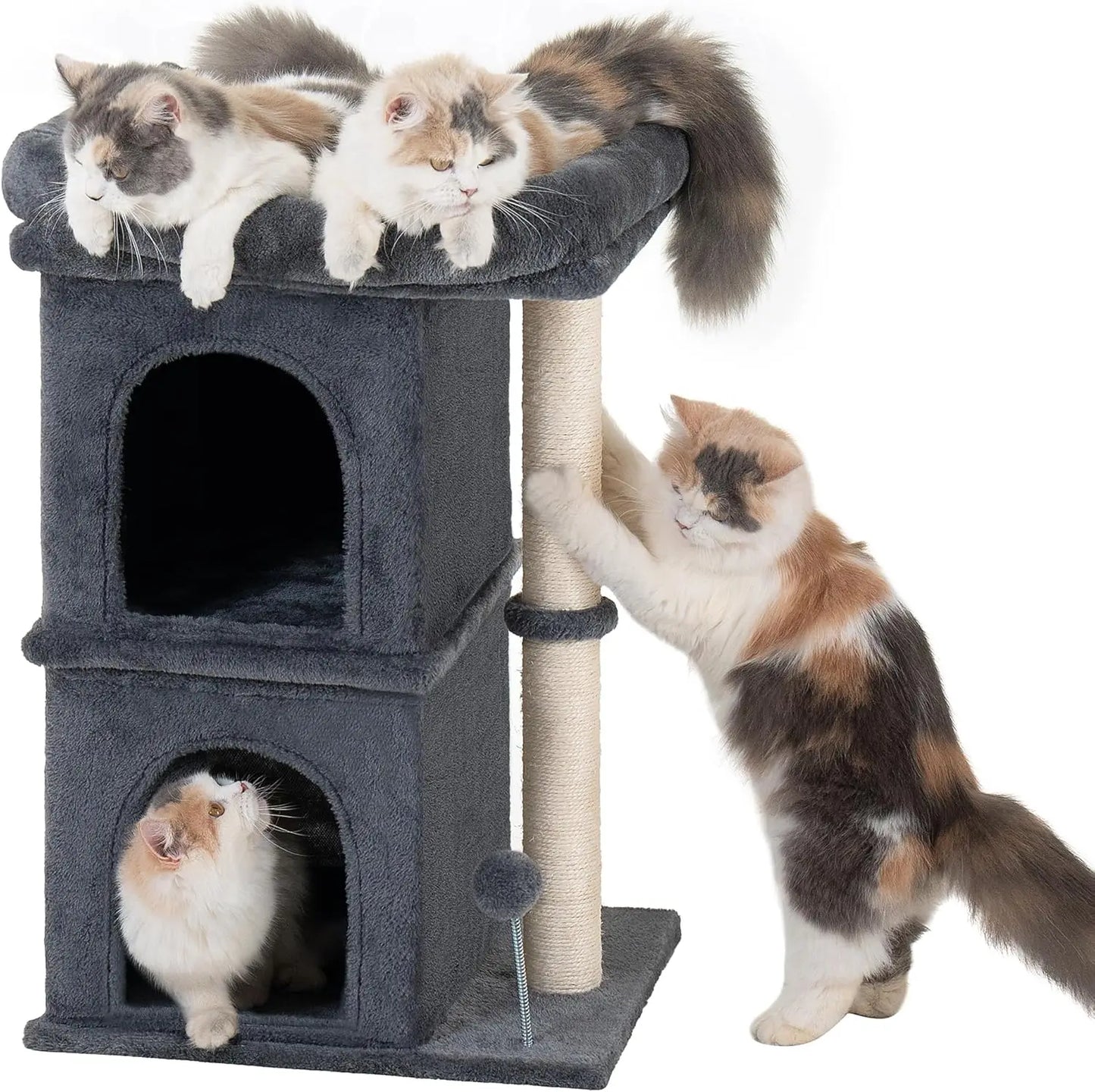 14 Inch Cat Tree Tower With Scratching Post And Perch Bed