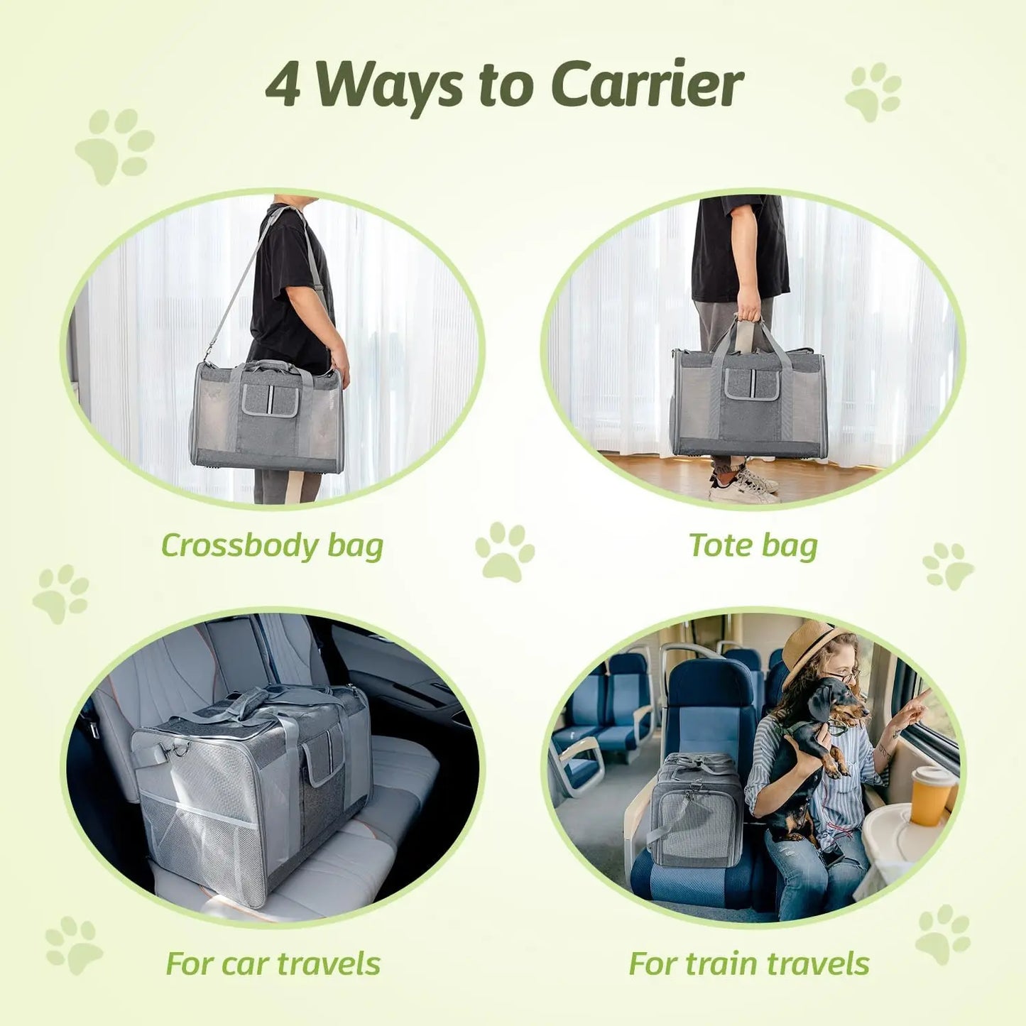 Large Cat Pet Carrier for Cat and Dog with Great Ventilation and Easy Mobility