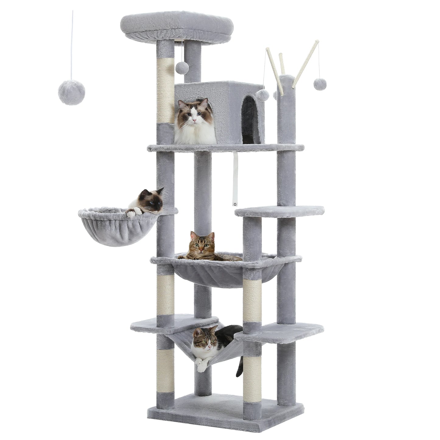 Large Cat Tree Tall Cat Tower for Indoor Cats Multi-Level Plush Condo with Scratching Posts and Perches