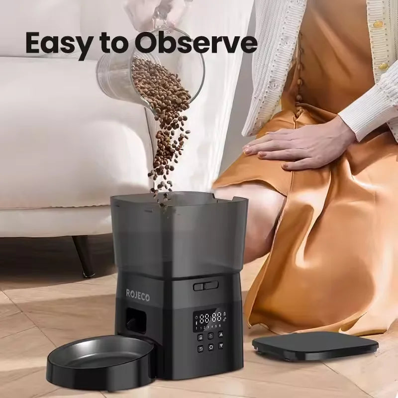 ROJECO Automatic Pet Feeder Button Version Smart Control Dispenser