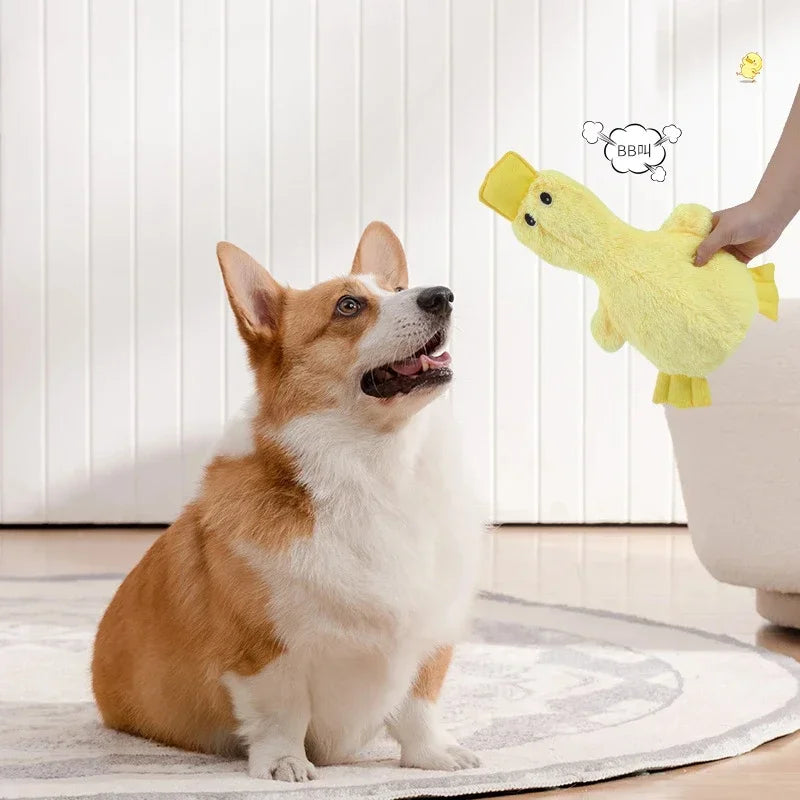 Interactive Dog Plush Sound Toy Yellow Duck Cute Chew Training Stuffed Animal for Pets