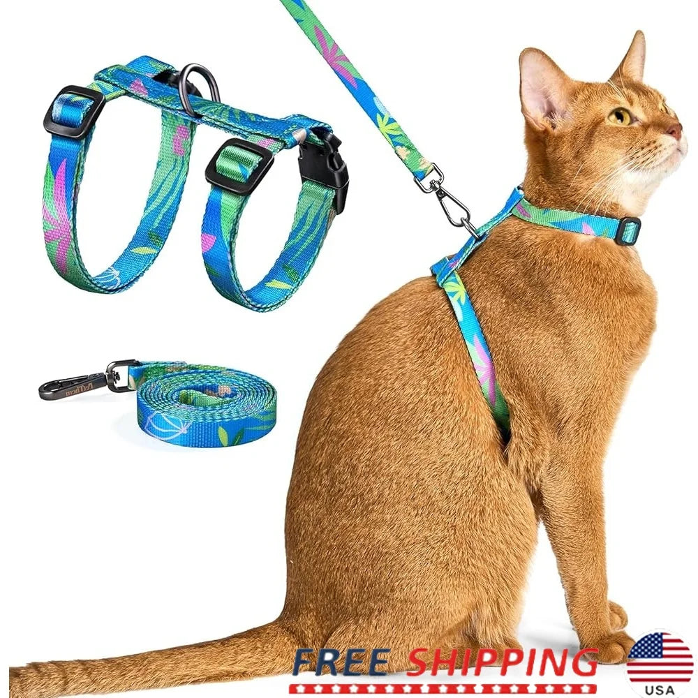 Adjustable Escape Proof Cat Harness and Leash Set Soft Comfortable Travel Accessory