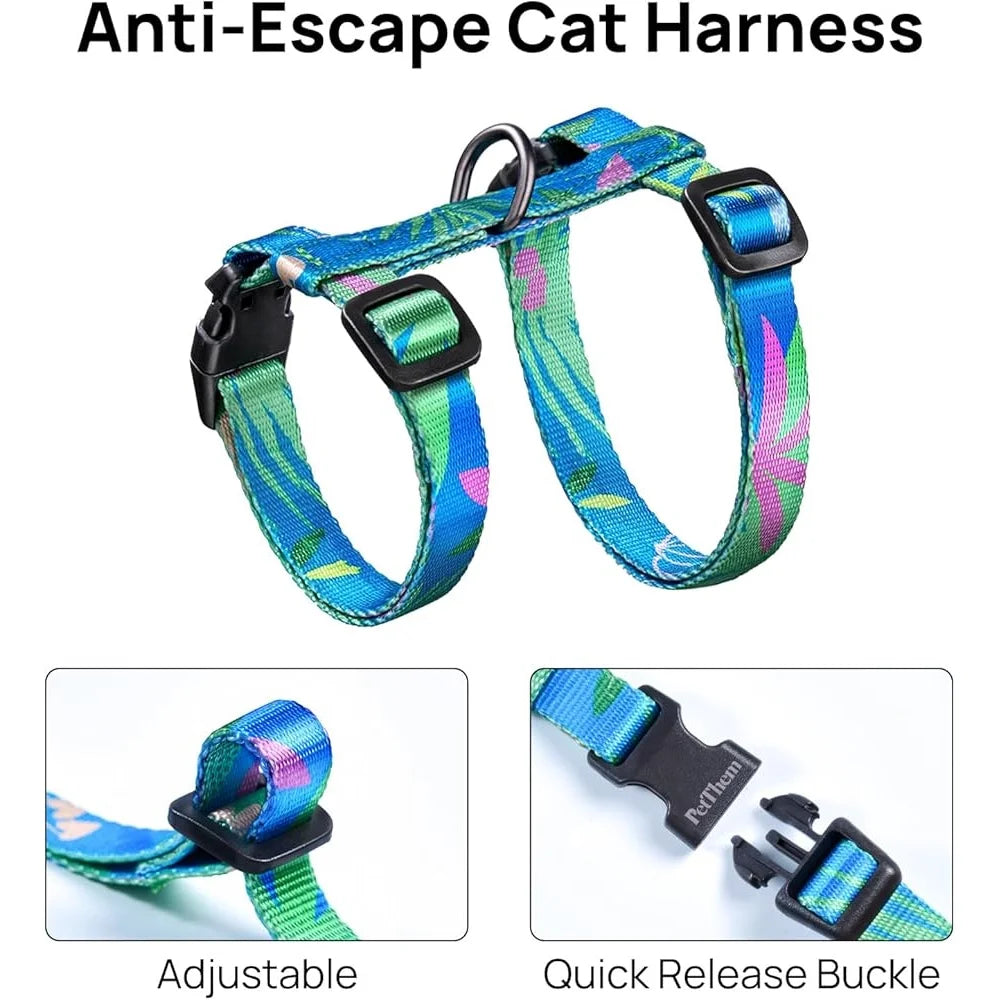 Adjustable Escape Proof Cat Harness and Leash Set Soft Comfortable Travel Accessory