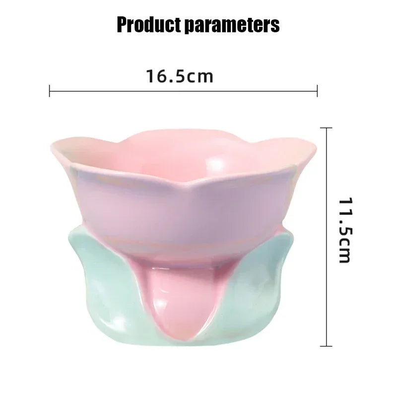 Cat Flower Bowl Raised Ceramic Pet Feeders for Small Dogs and Cats