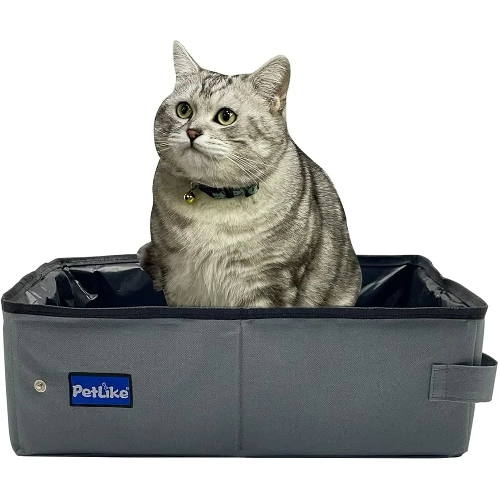 Portable Travel Cat Litter Box Collapsible Leak-Proof Easy Clean Design for Small and Medium Cats