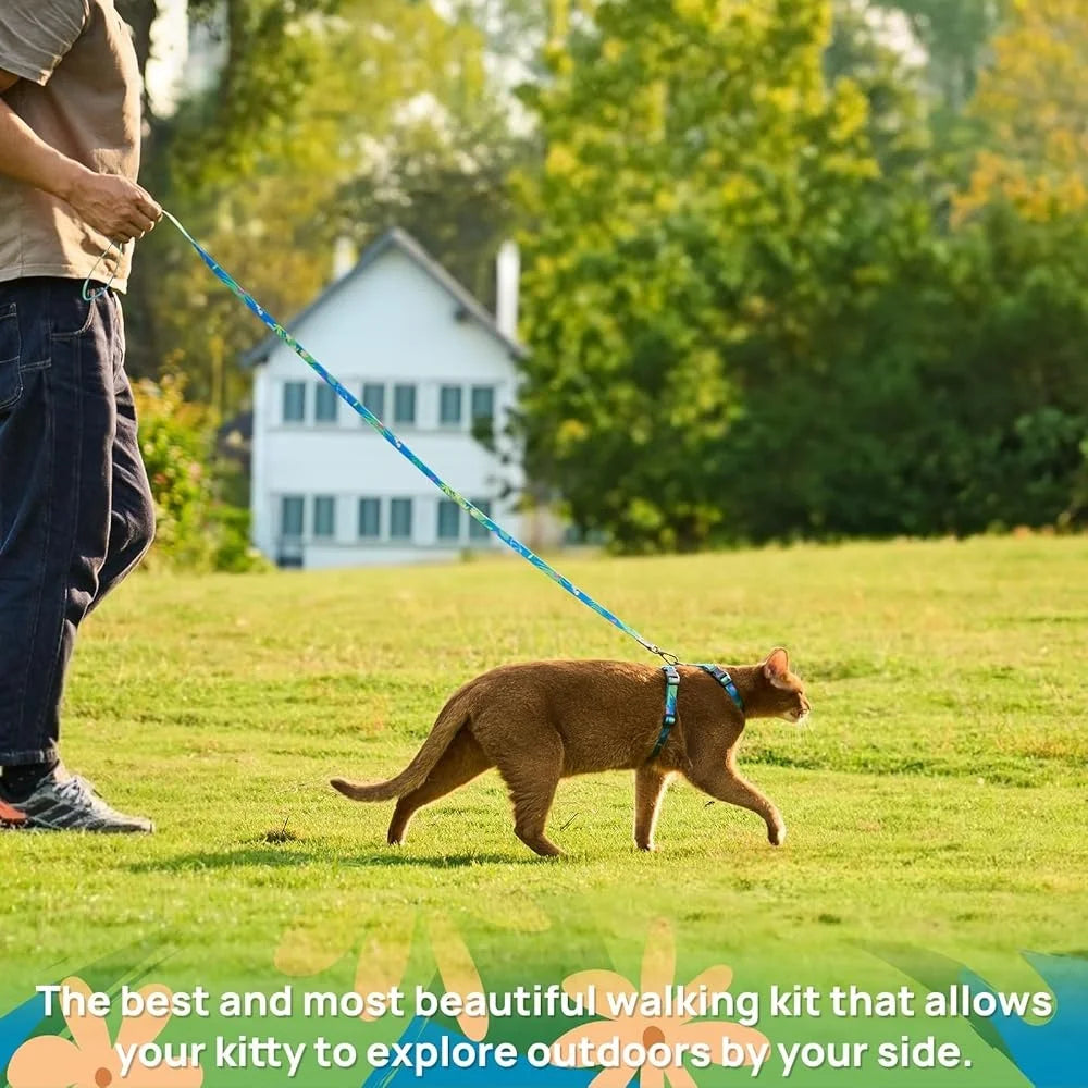 Adjustable Escape Proof Cat Harness and Leash Set Soft Comfortable Travel Accessory