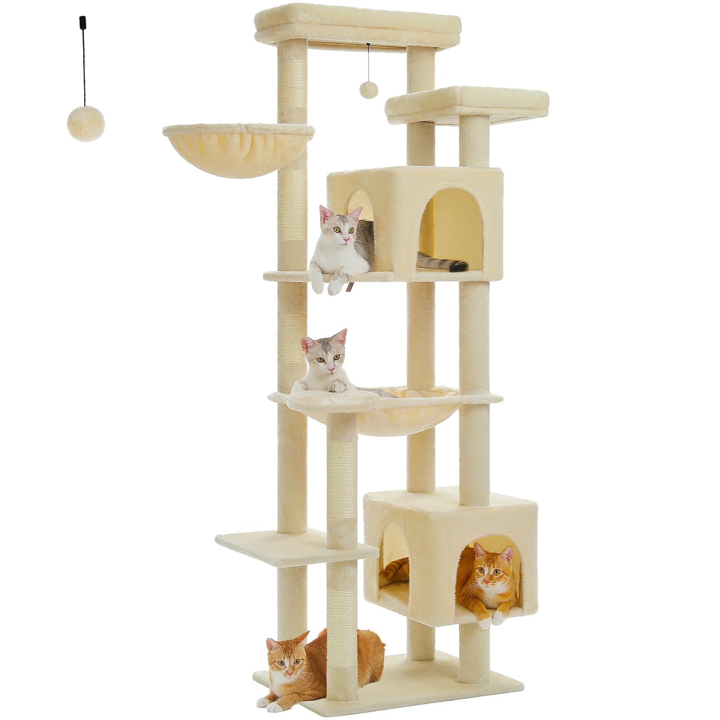 Large Cat Tree Tall Cat Tower for Indoor Cats Multi-Level Plush Condo with Scratching Posts and Perches