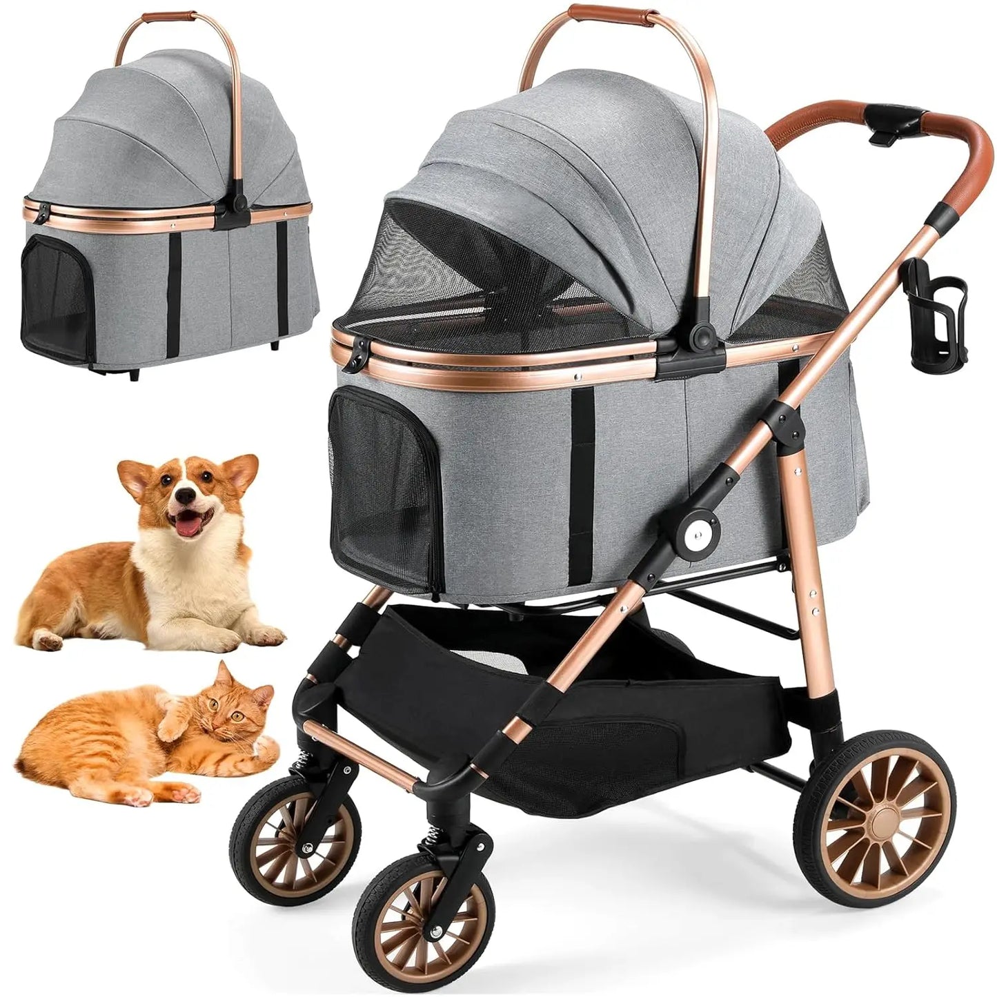 2in1 Dog Buggy Stroller Dog Box Attached in Car 25 kg