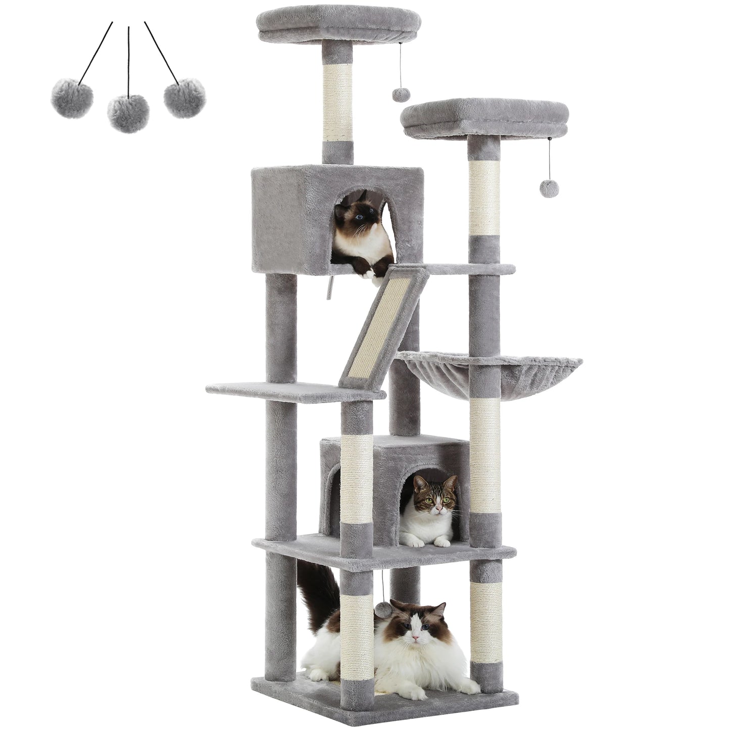 Large Cat Tree Tall Cat Tower for Indoor Cats Multi-Level Plush Condo with Scratching Posts and Perches
