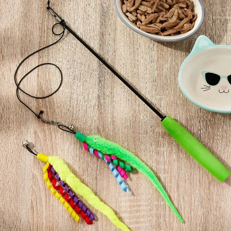 Worm Teaser Wand Cat Toy for Fun Exercise and Interaction with Free Shipping