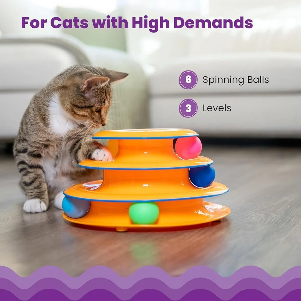 Interactive 3-Tier Cat Track Toy with Spinning Balls for Engaging Fun and Exercise