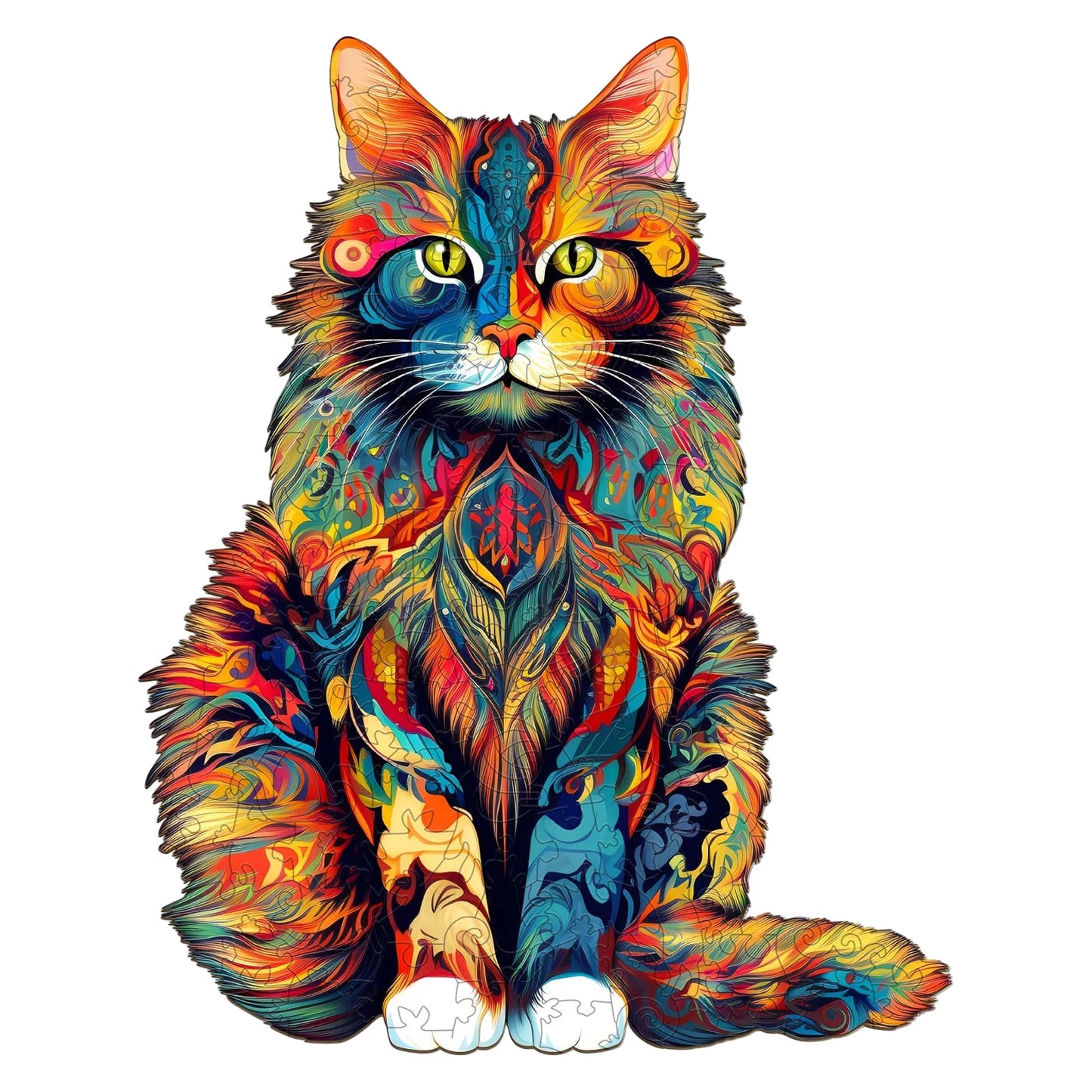 Cat Pattern Wooden Jigsaw Puzzle Unique Animal Shape Educational Toy for Kids and Teens