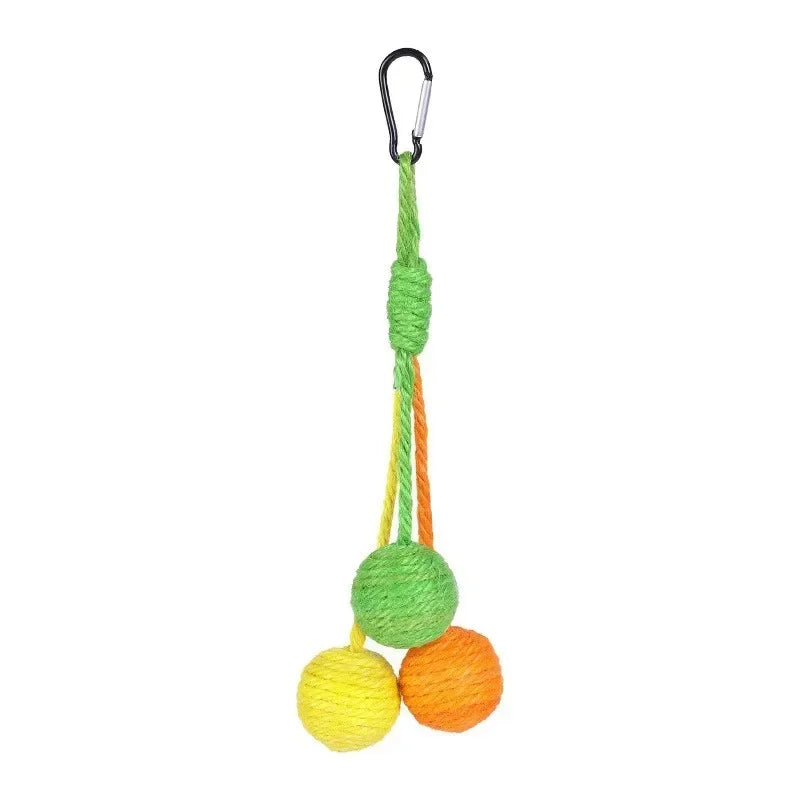 Pet Cat Hanging Sisal Ball Toy for Boredom Relief Bite-resistant Jute Twine Rope