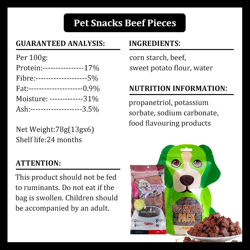 Premium Diced Beef Dog Treats Nutrient Rich Chewy Snacks for Training Adult and Puppy Dogs