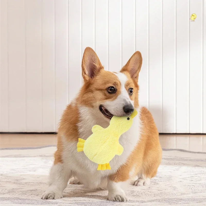 Interactive Dog Plush Sound Toy Yellow Duck Cute Chew Training Stuffed Animal for Pets