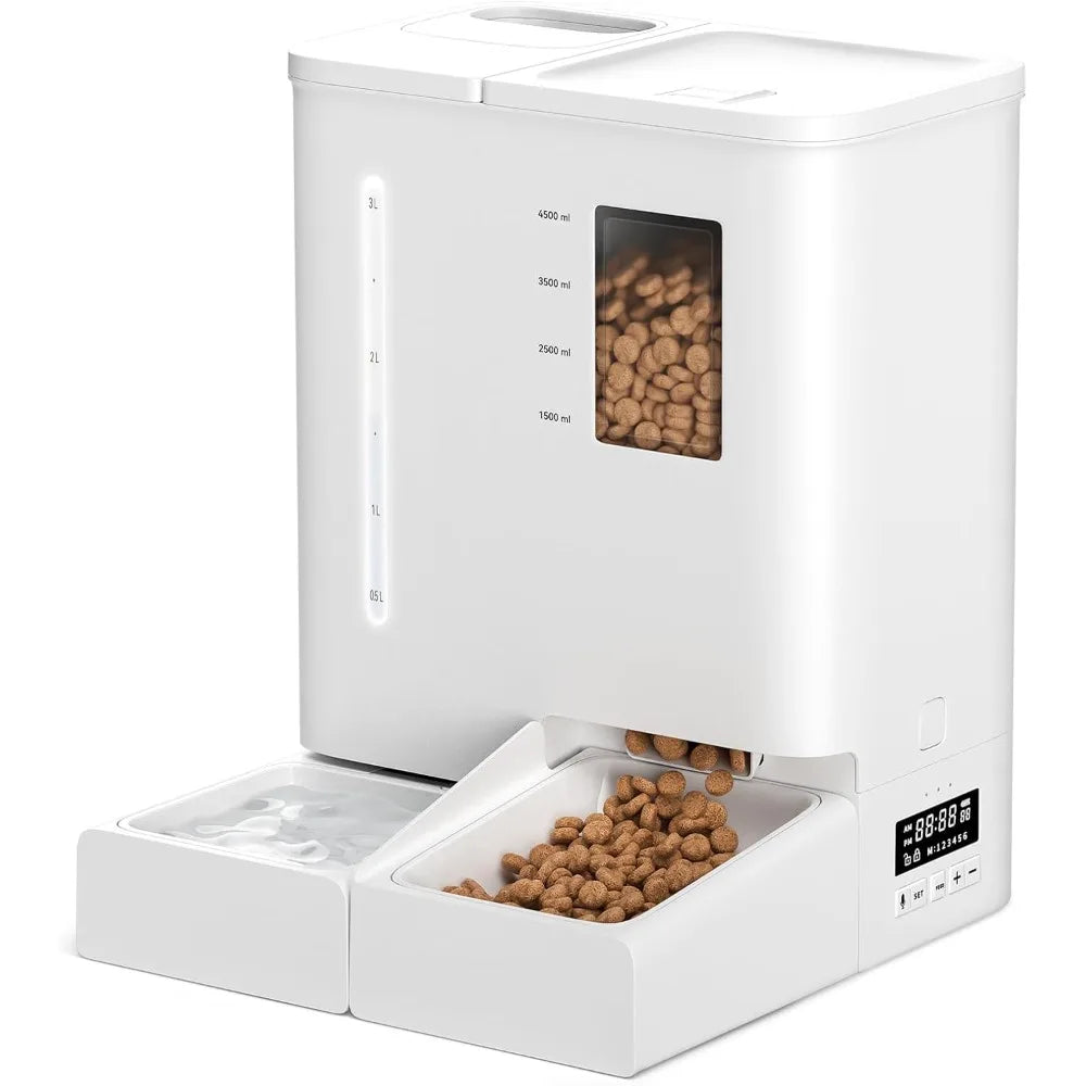 5L Automatic Cat Feeder and 4L Water Dispenser 2 in 1 Timed Pet Feeder with Voice Recording