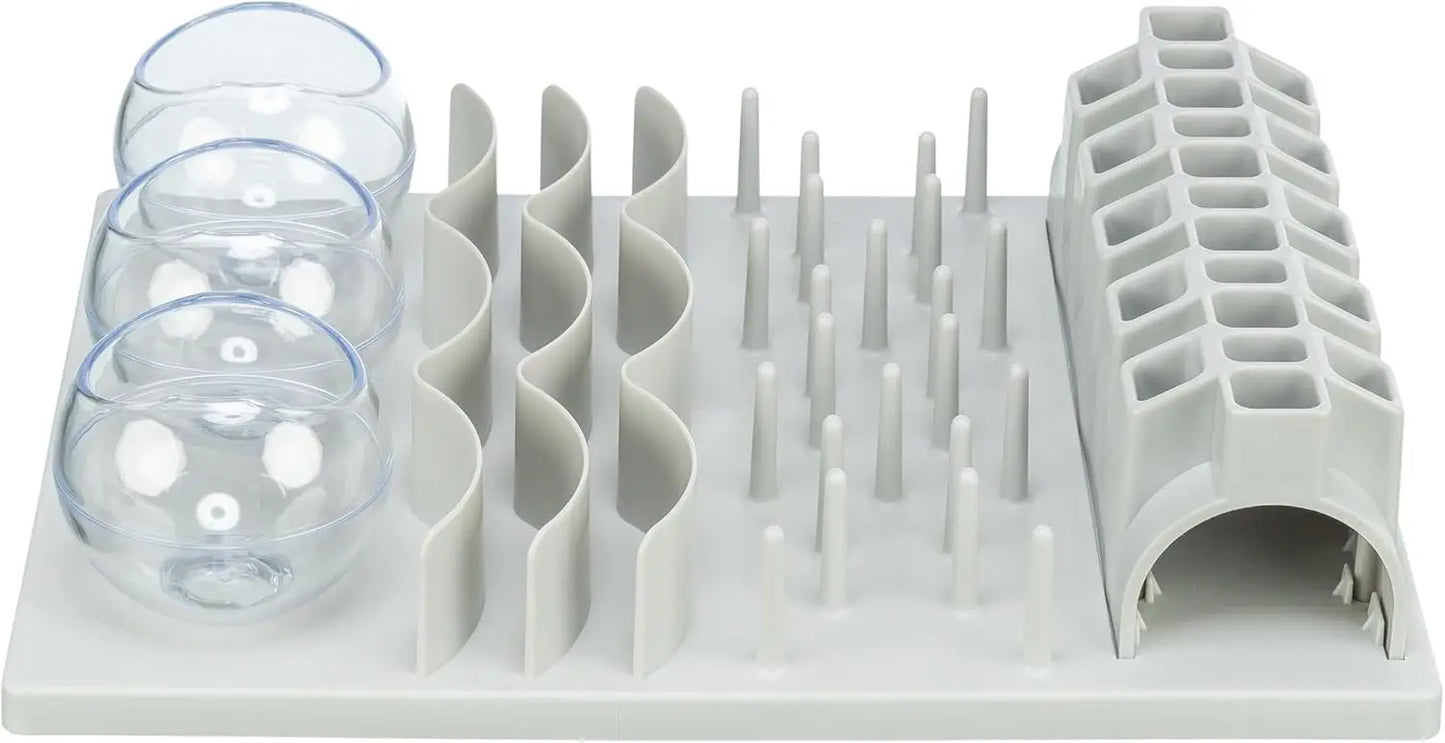 Interactive Cat Strategy Game Puzzle Toy with Therapeutic Dispensers for Mental Stimulation