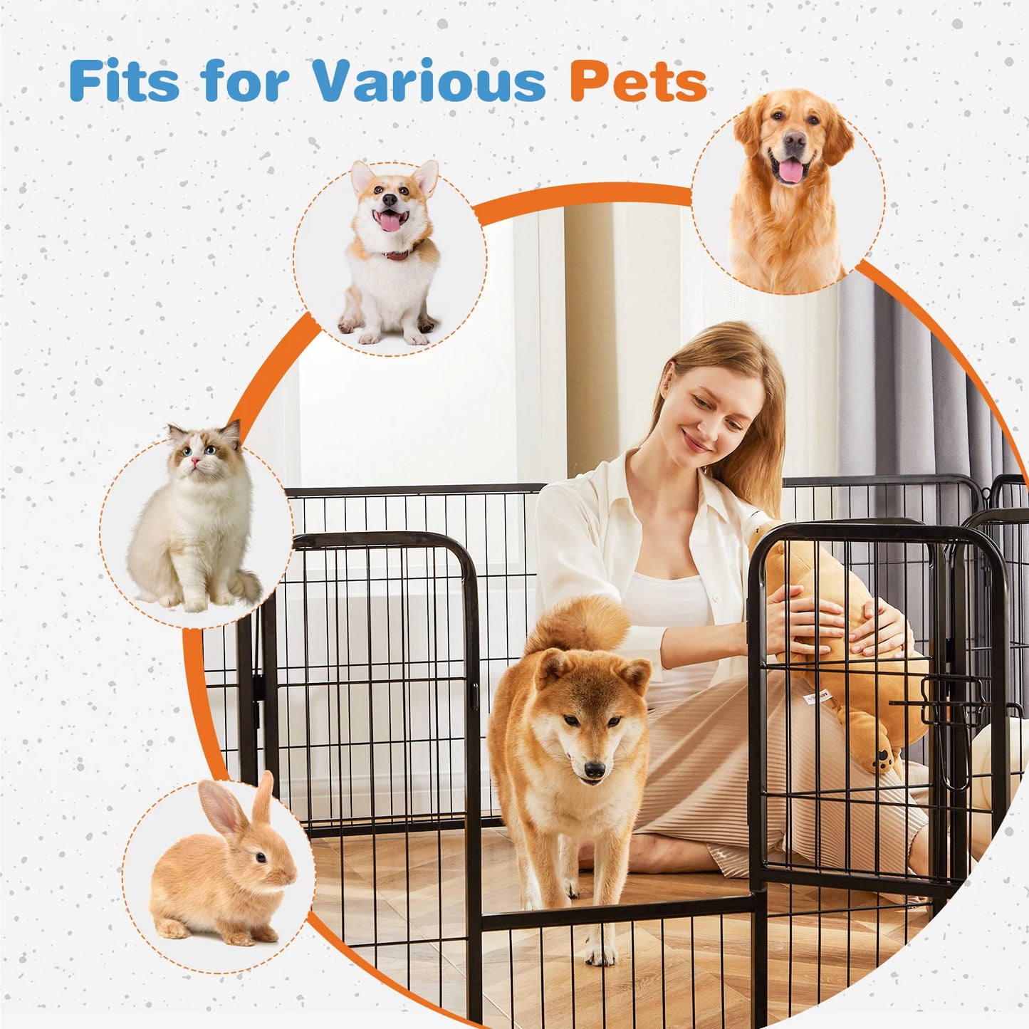 JHK 8 Panel Dog Playpen Indoor Pet Fence Heavy Duty Pen