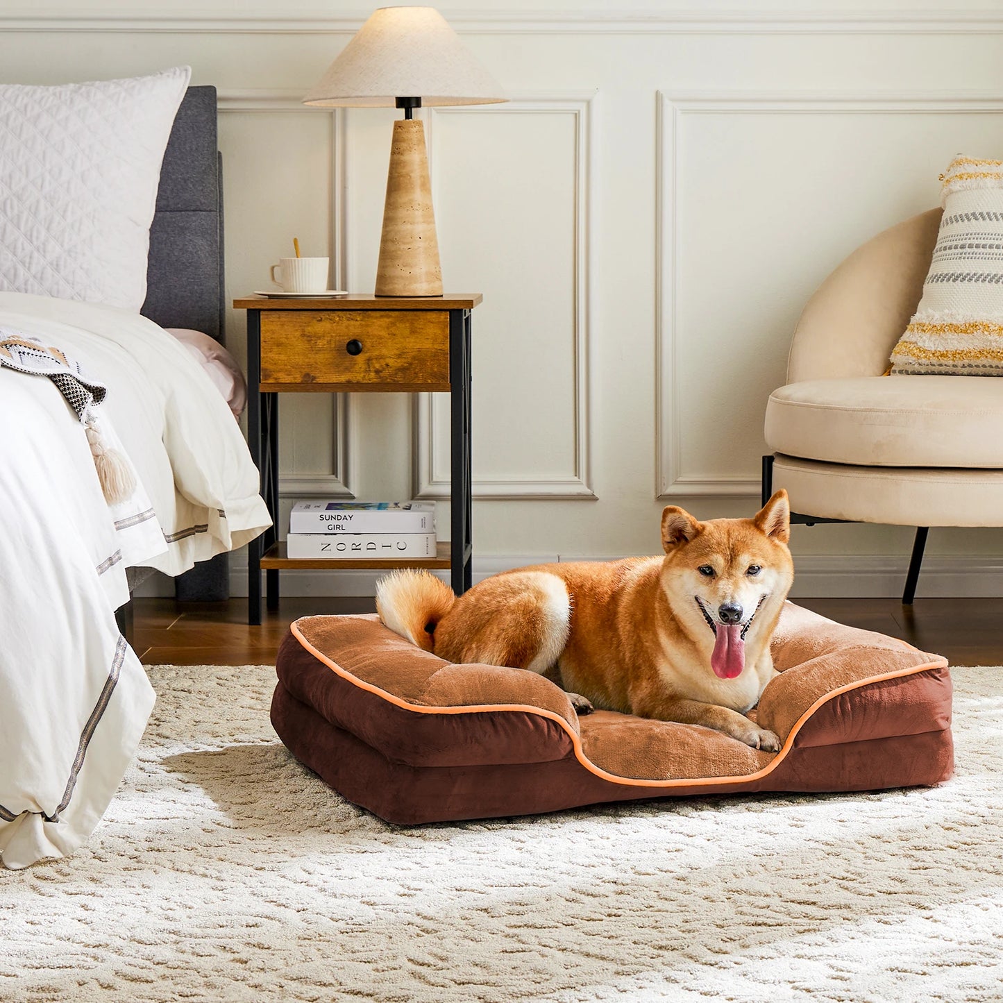 JHK Orthopedic Memory Foam Dog Bed for Small Pets with Washable Cover and Non-Slip Base