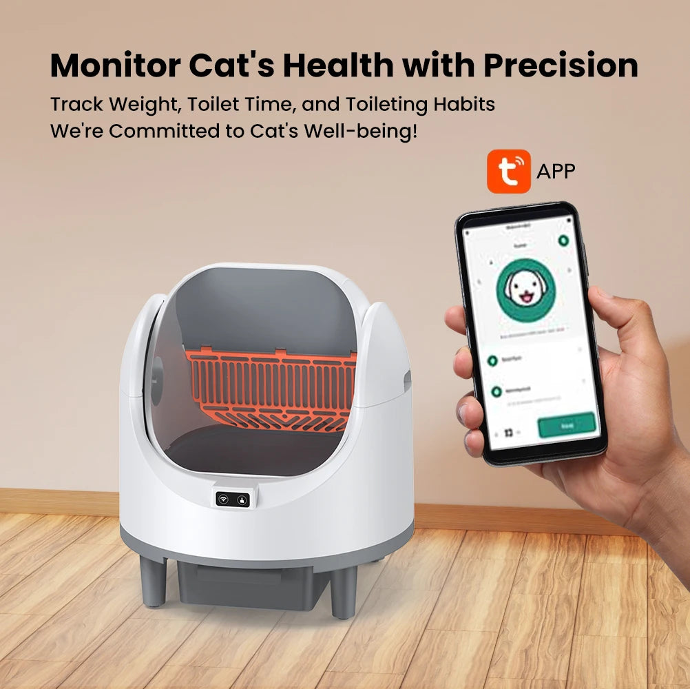 Smart Cat Litter Box Self Cleaning With Tuya App Control 8L