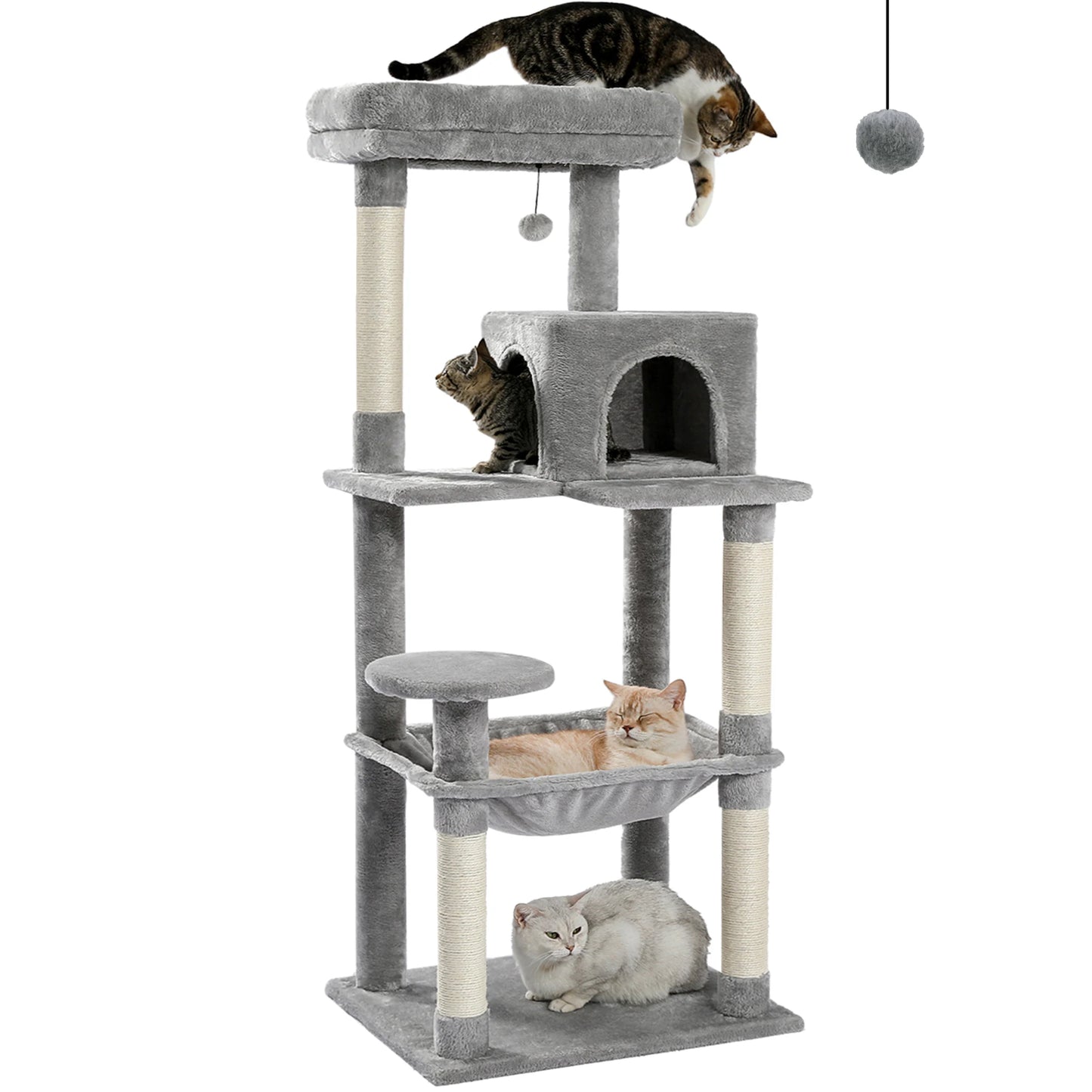 5 Level Indoor Cat Tree With Hammock And Sisal Posts