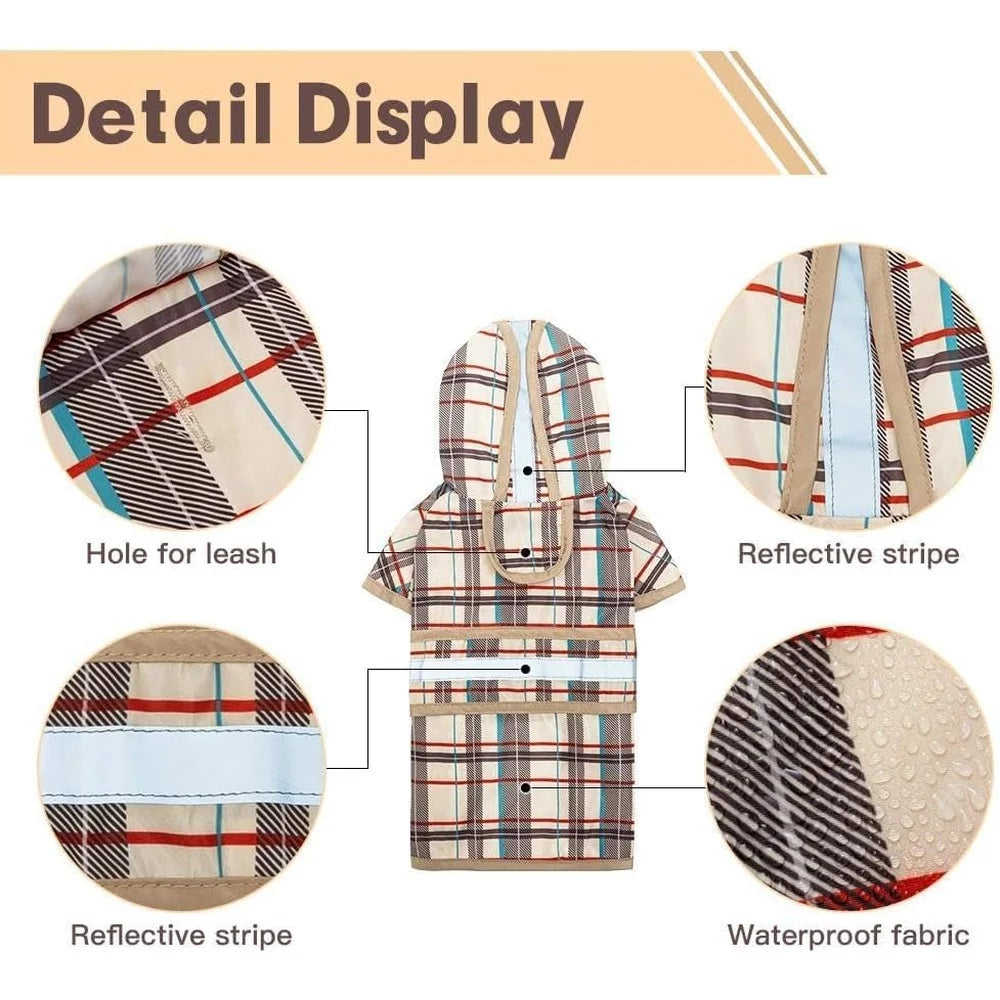 Waterproof Hooded Dog Raincoat for Large Breeds with Leash Hole Adjustable Reflective Design