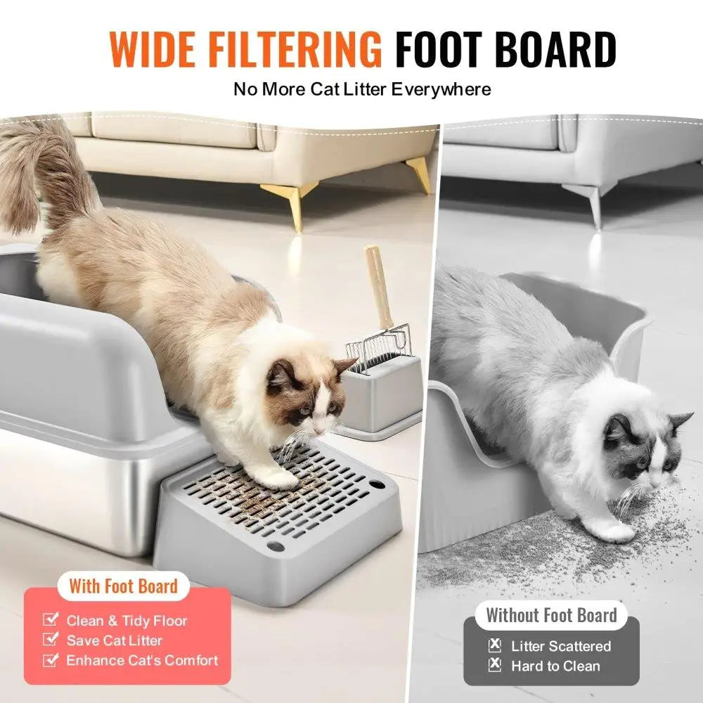 Odor Free Cat Litter Box with Deep Design and Easy Cleaning Features