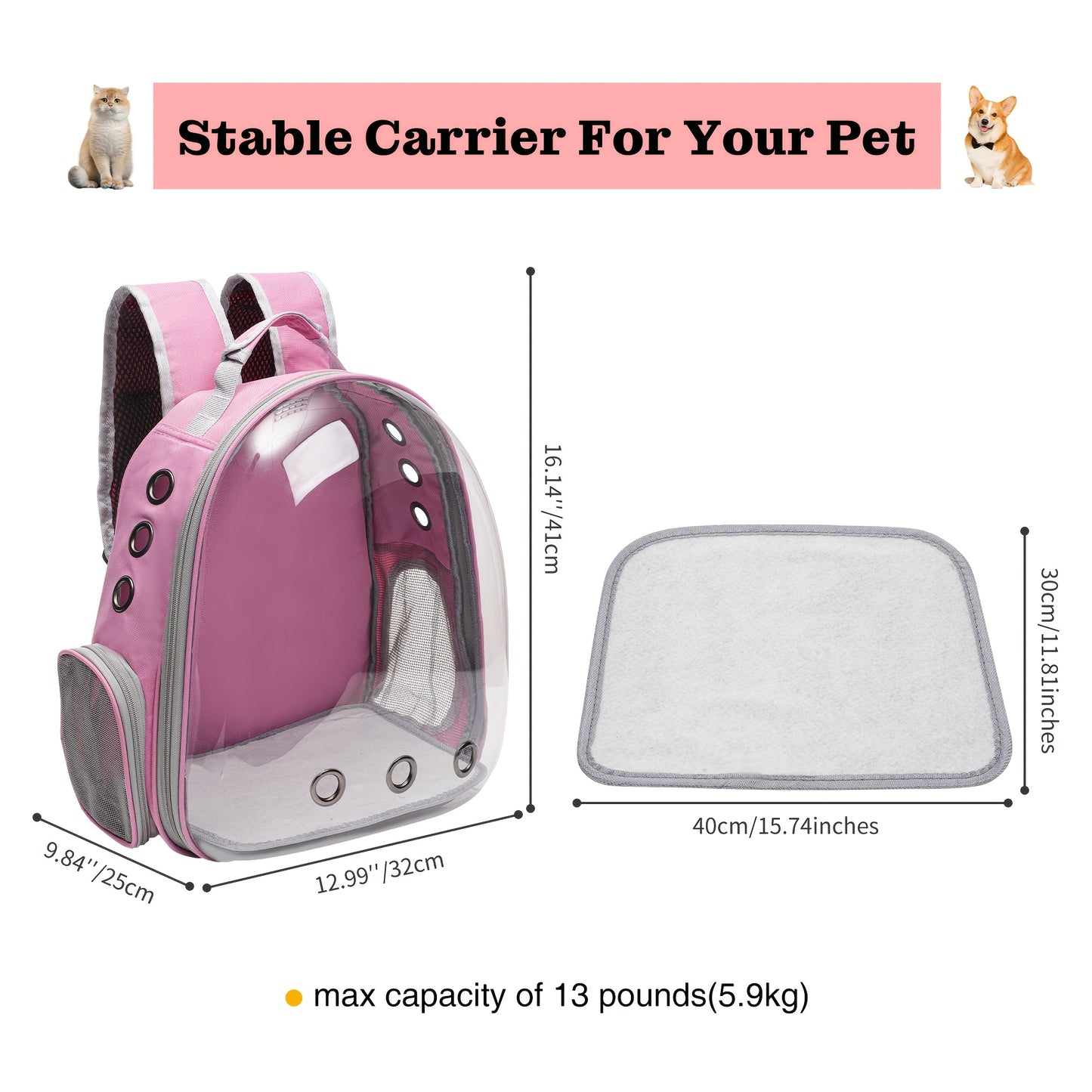 VIVICREATE Cat Backpack Carrier Ventilated Space Capsule Design for Outdoor Travel and Vet Visits