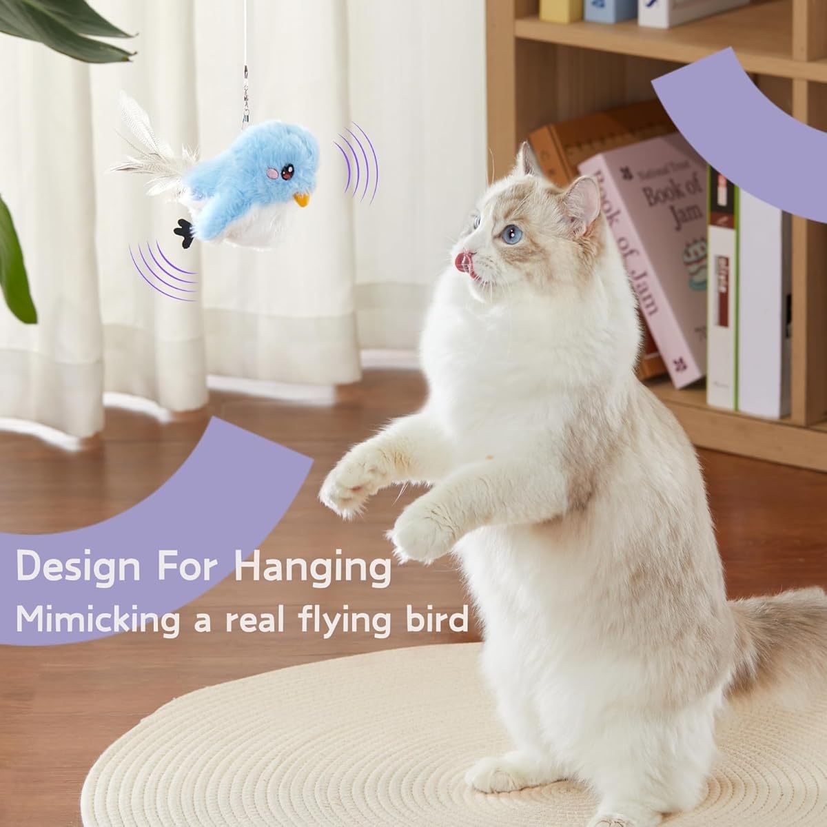 Rechargeable Touch Activated Flapping Bird Cat Toy for Feline Stimulation and Playful Fun