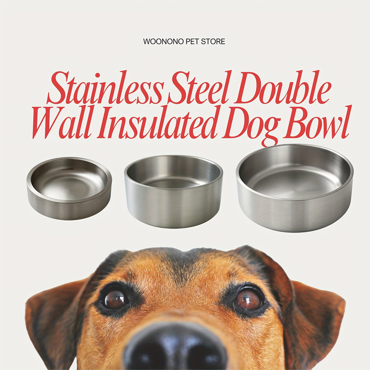 Stainless Steel Double Wall Insulated Dog Bowl with Non-Slip Base for Food and Water
