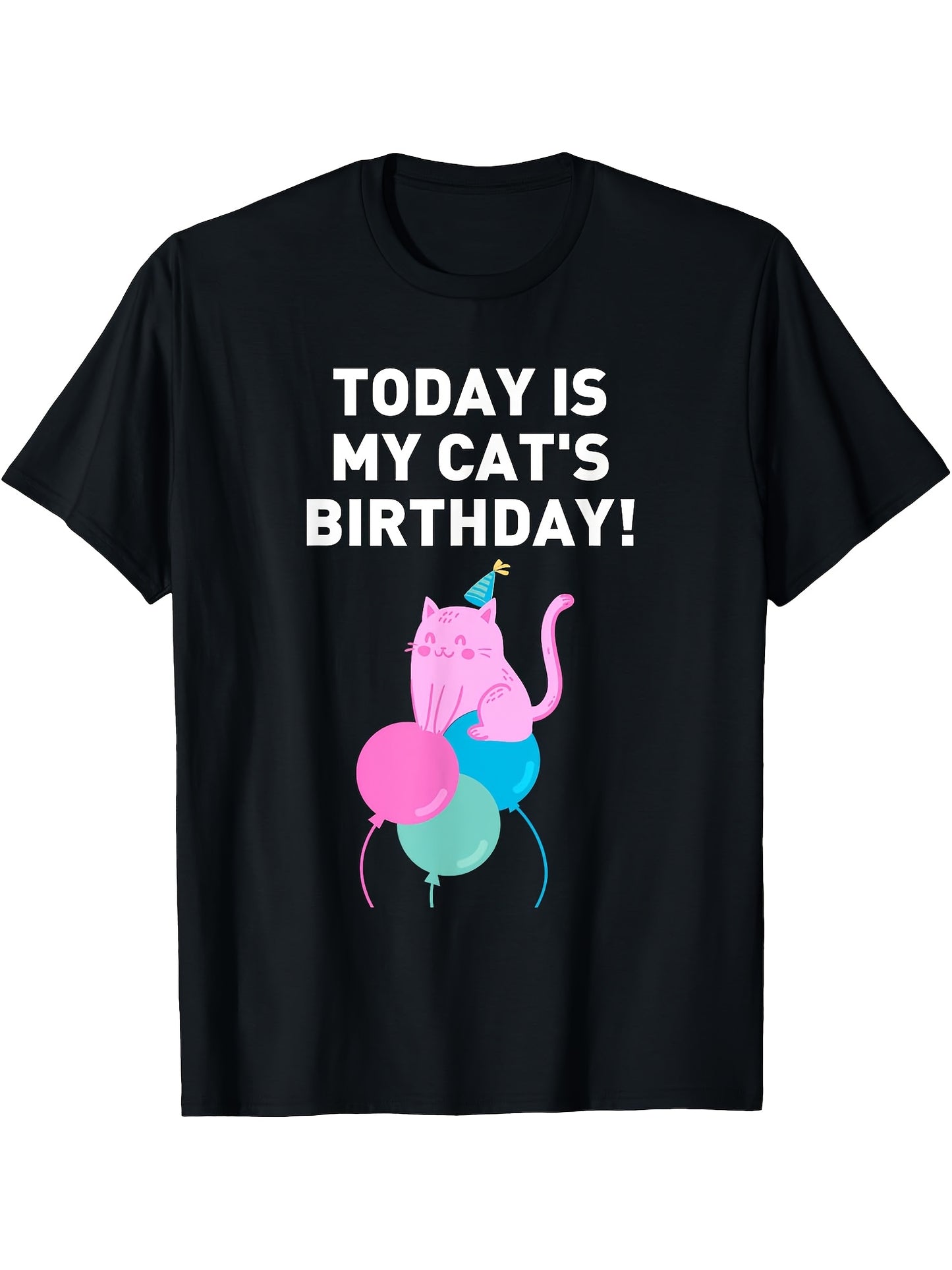 Funny Cat Birthday T-Shirt for Men and Women Cute Retro Design Short Sleeve Casual Fit