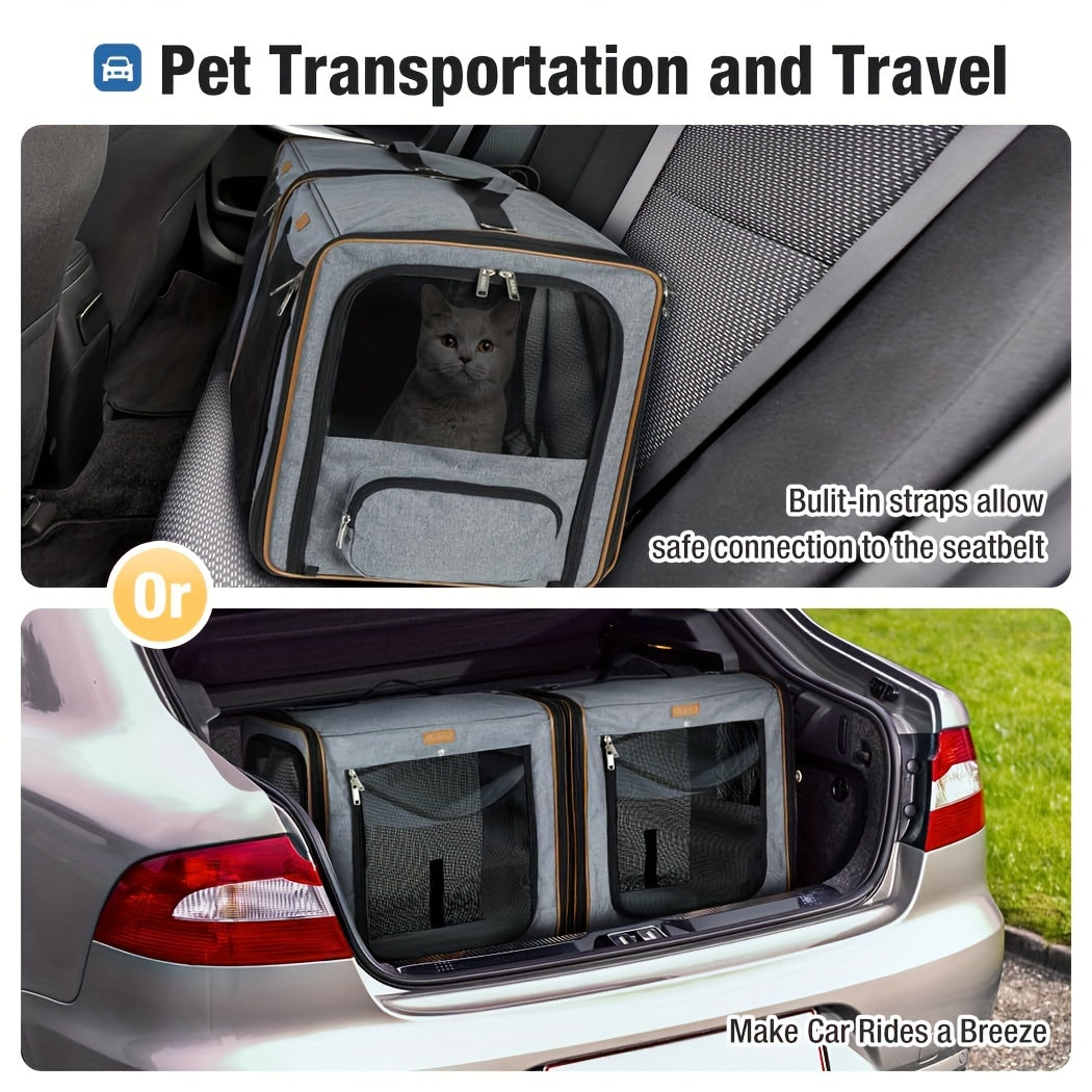 Dog Carrier For Medium Dogs And Large Cats With Litter Box Travel Crate And Playpen Grey