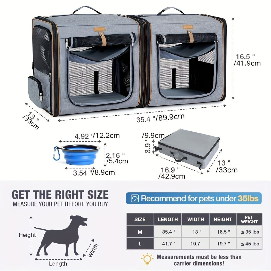 Dog Carrier For Medium Dogs And Large Cats With Litter Box Travel Crate And Playpen Grey