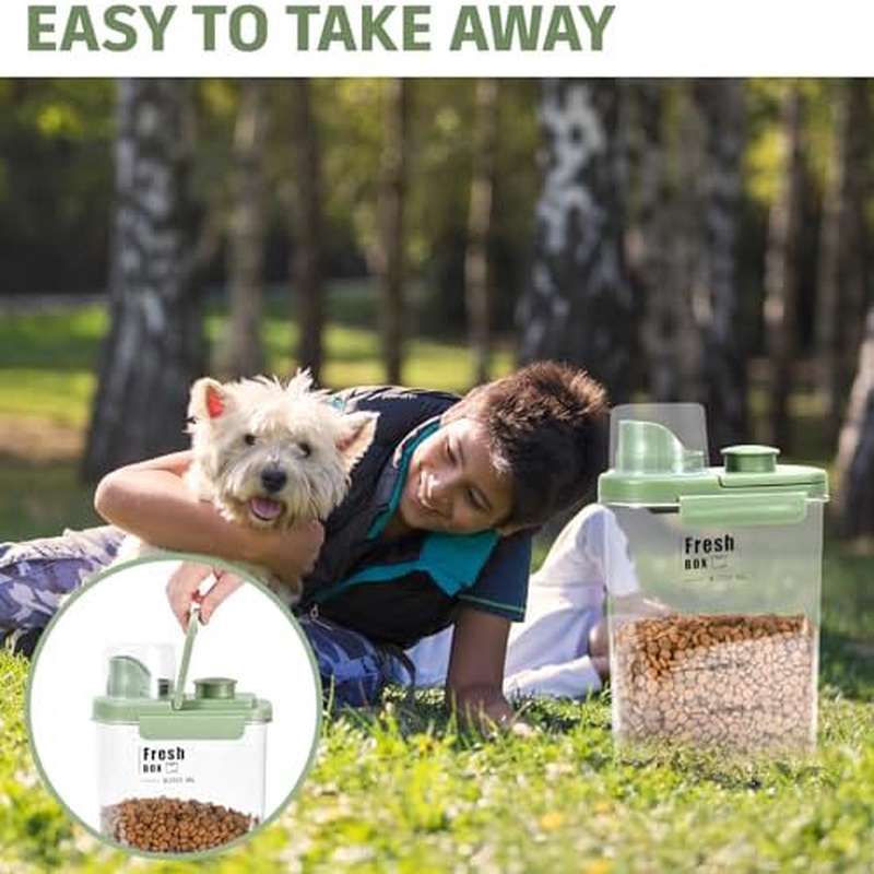 Airtight Pet Food Container With Spout And Measuring Cup