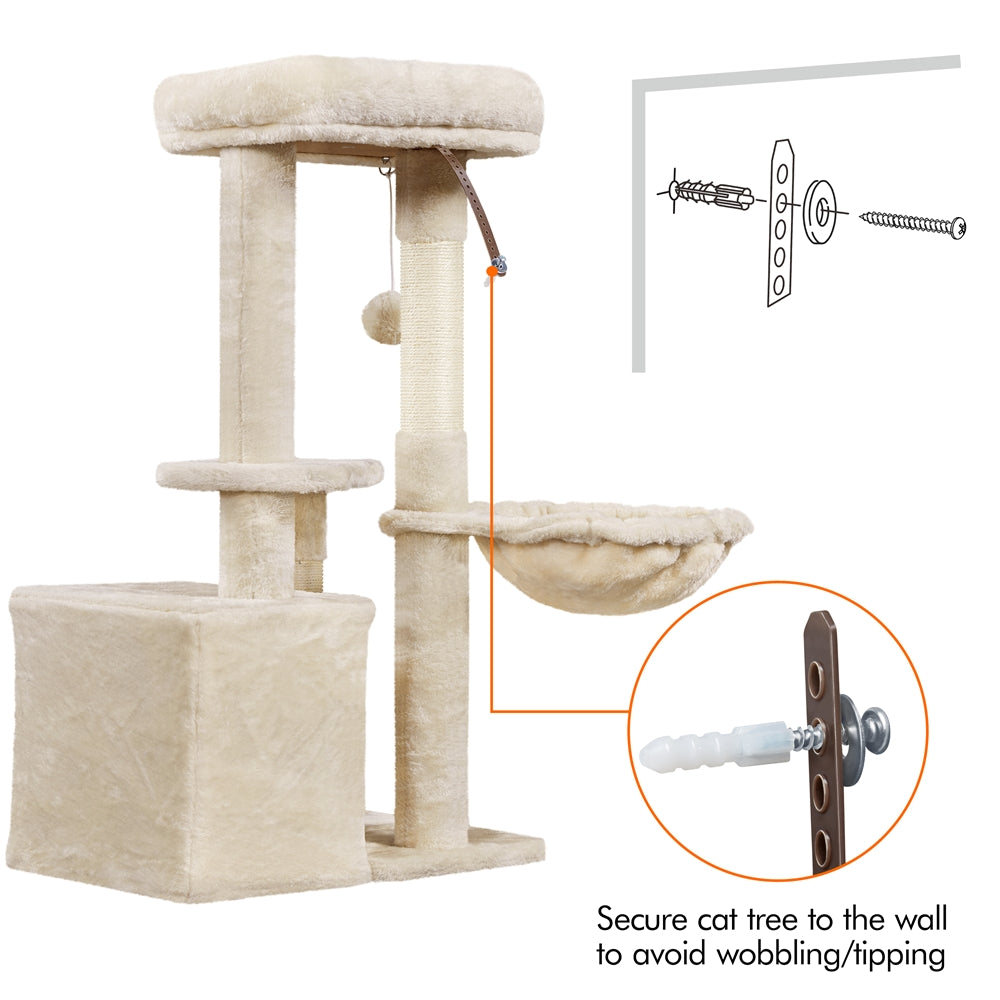 Costoffs 34.5 Inch Plush Cat Tree Activity Center with Condo Nest Platform and Basket