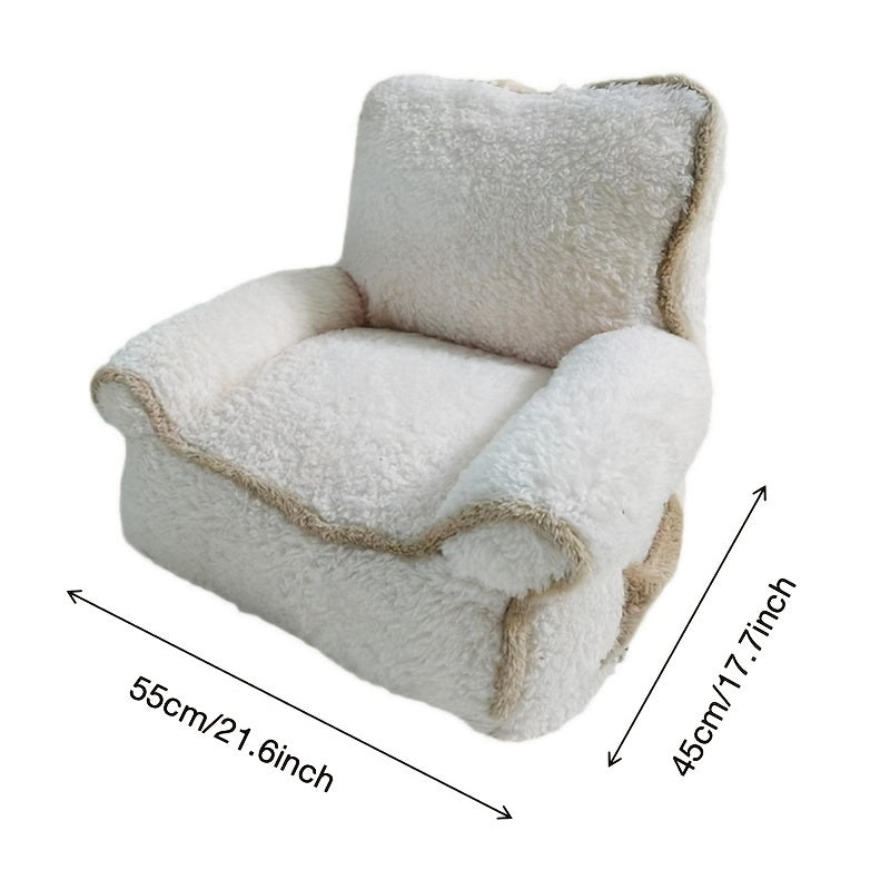 Warm and Comfortable Multi-Color Pet Sofa Bed with Removable Plush Cushion for Cats and Puppies