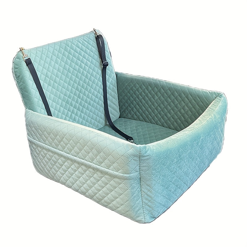 Deluxe Portable Dog Car Seat Stylish Travel Carrier with Safety Strap for Small Dogs