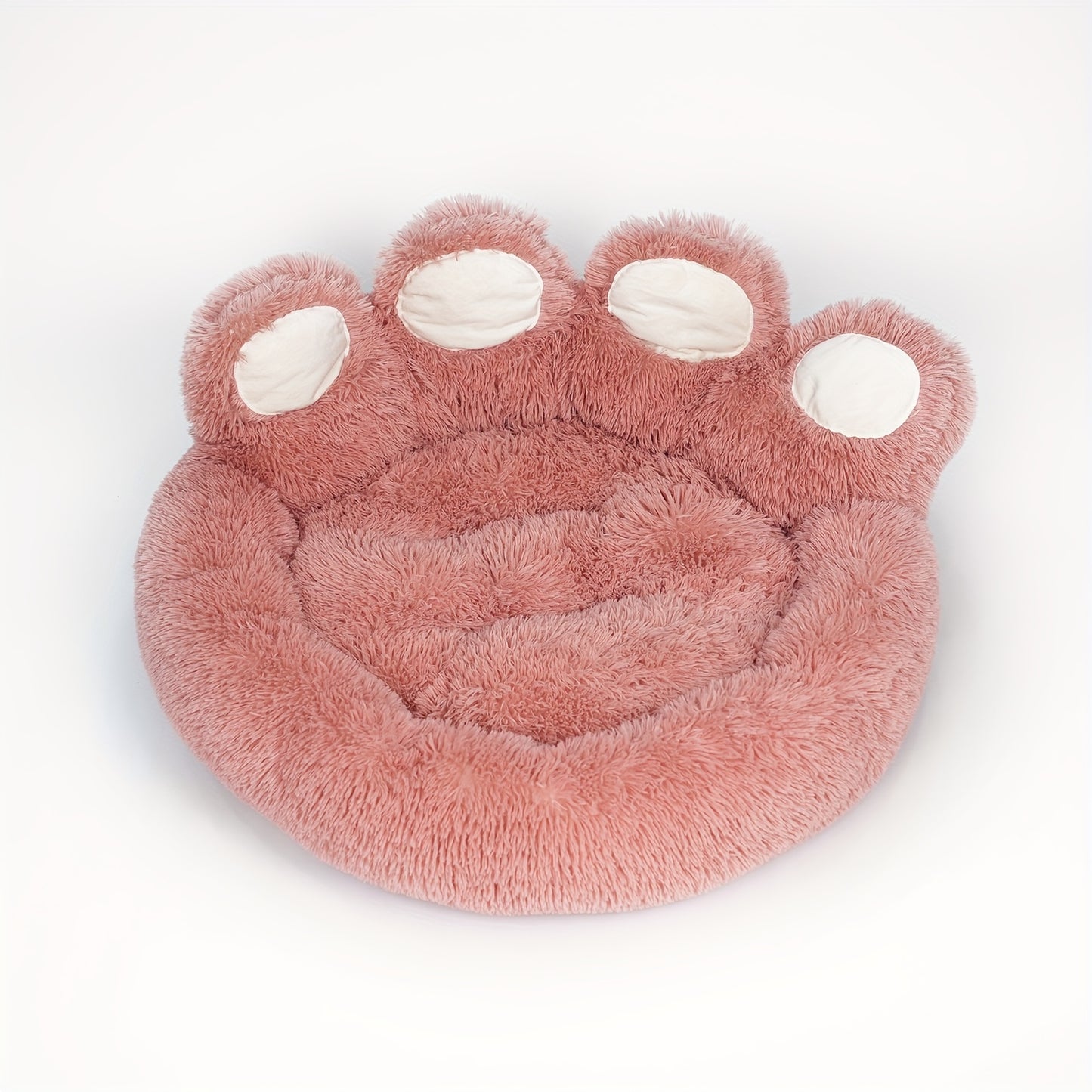 Large 43.5 Inch Cute Bear Paw Shaped Cozy Dog And Cat Bed Round Plush Mattress