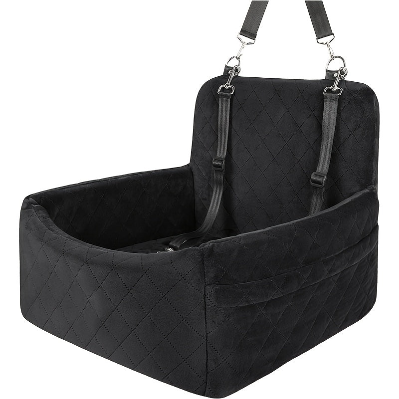 Deluxe Portable Dog Car Seat Stylish Travel Carrier with Safety Strap for Small Dogs